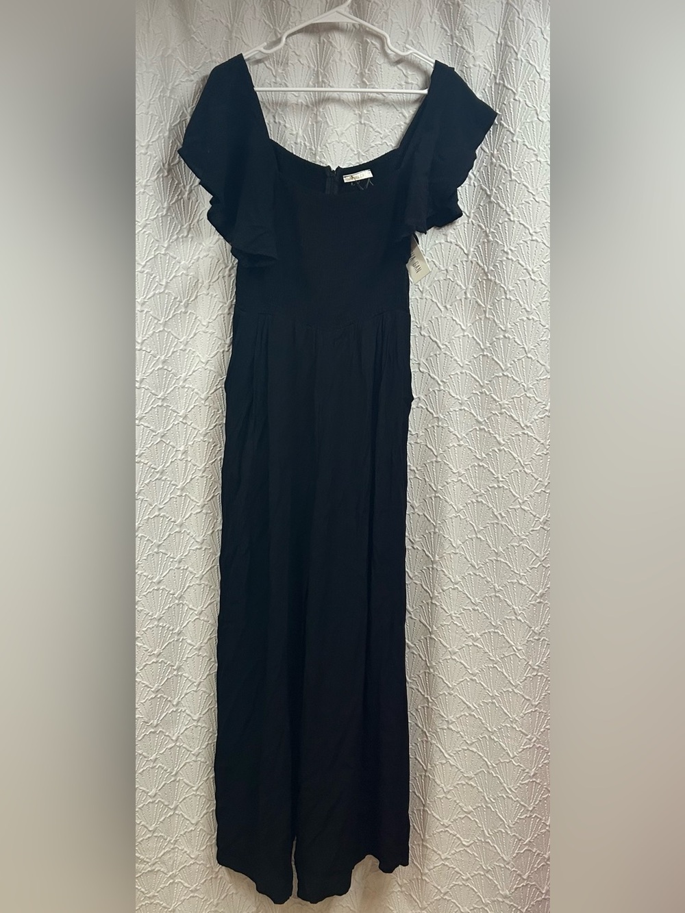 NWT Natasha Gan Black Ruffle-Sleeve Jumpsuit